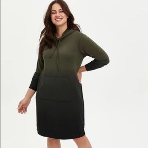 Torrid Hoodie Dress French Terry Olive Dip Dye Style 15498971 Size 1X